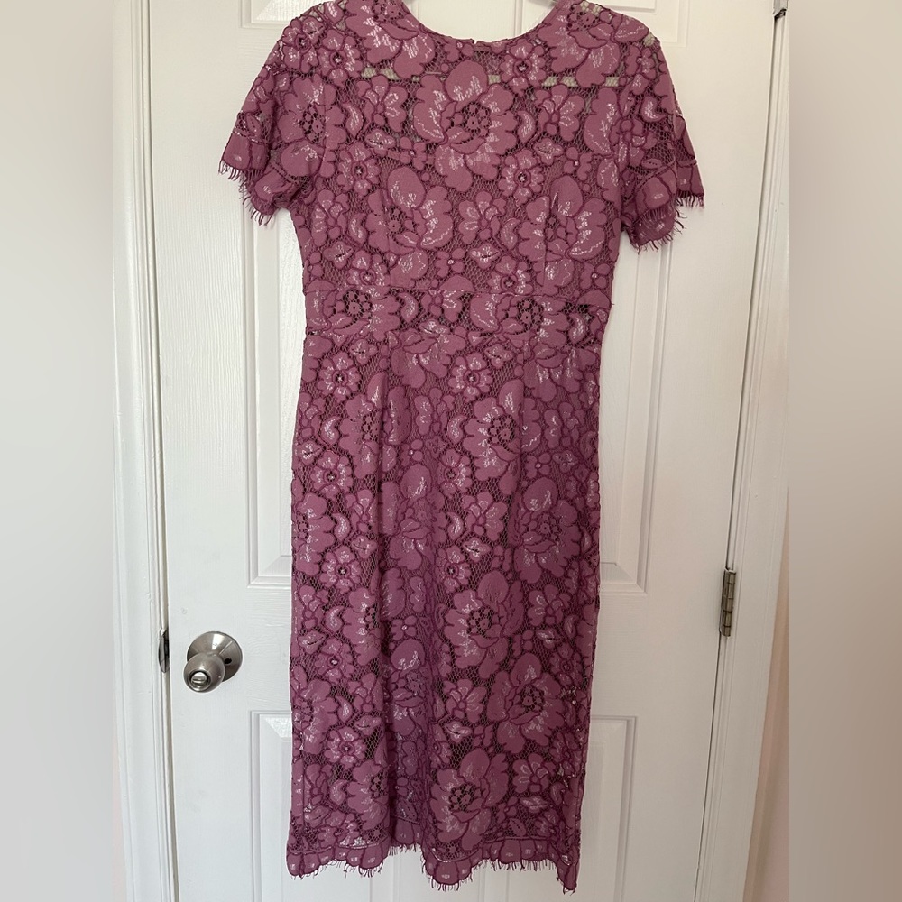 Mauve lace midi dress
